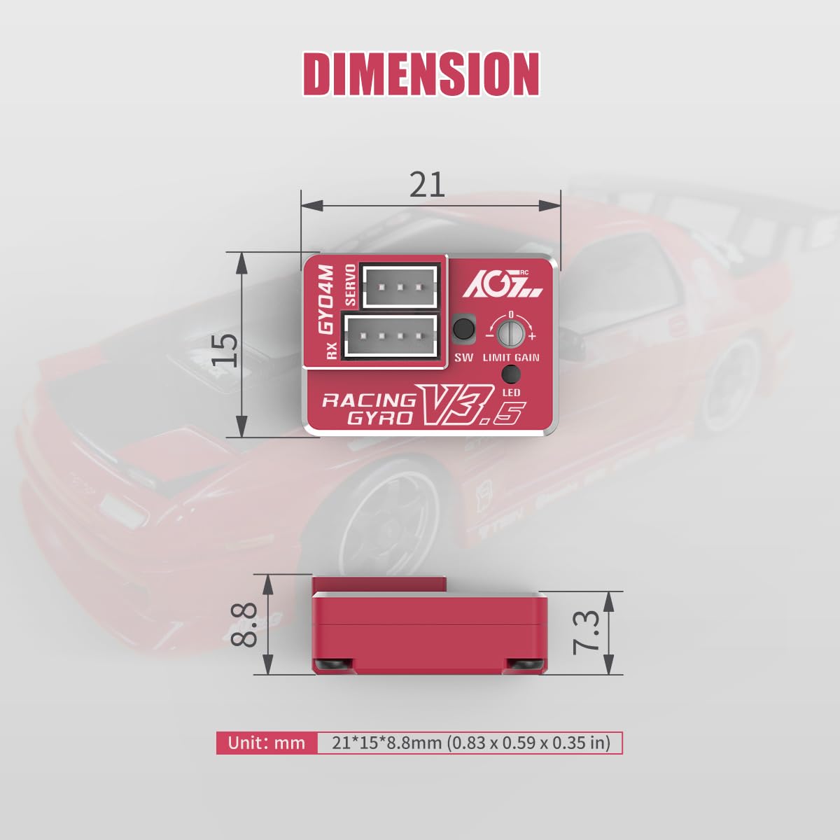 Agfrc Upgraded Mini Z Rc Gyros - Mini Gyros For Drifting Mini-Z Car/Full Aluminum 4Gram Precision Red Rc Gyro Set For Competitio