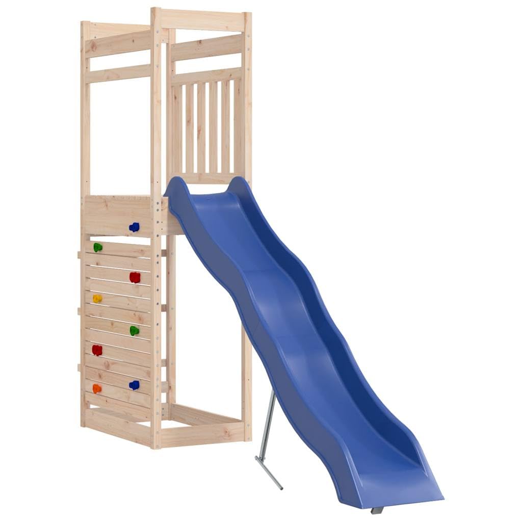 vidaXL Outdoor Playset - Solid Pinewood Kids Playground with Wave Slide, Rock Wall, Sandpit - Fun and Safe Equipment for Backya