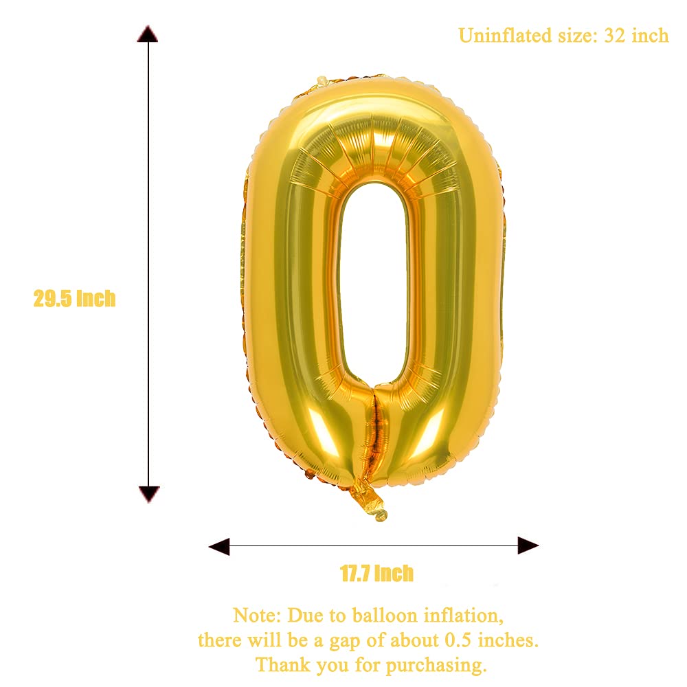 32 Inch Gold Number 0 Balloons Foil Ballon Digital Birthday Party Decoration Supplies (Gold Number 0 Balloon)