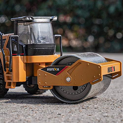 Gemini&Genius Road Roller Truck Toy - 1/50 Scale Metal Grader Vehicle, Asphalt Drum Compactor for Kids, Play or Display