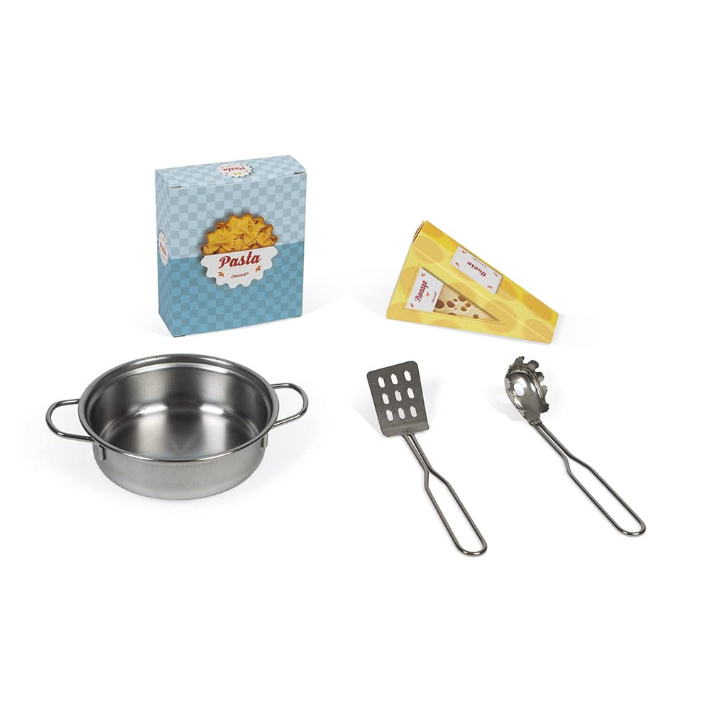 Janod Retro Plume Mint 30    Wooden Kitchen with 5 Accessories and Sound Effects - Ages 3+ - J06608