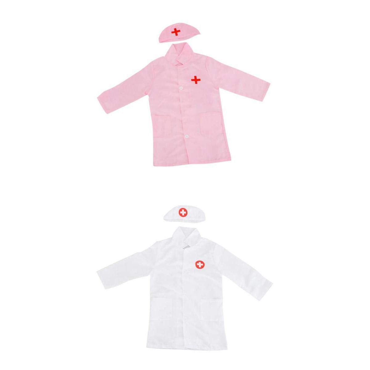 Merishopp Kids Uniforms Doctor Nurse Pretend Role Play Costume Outfits Pink + WhiteToys & Hobbies  Preschool Toys & Pretend Pl