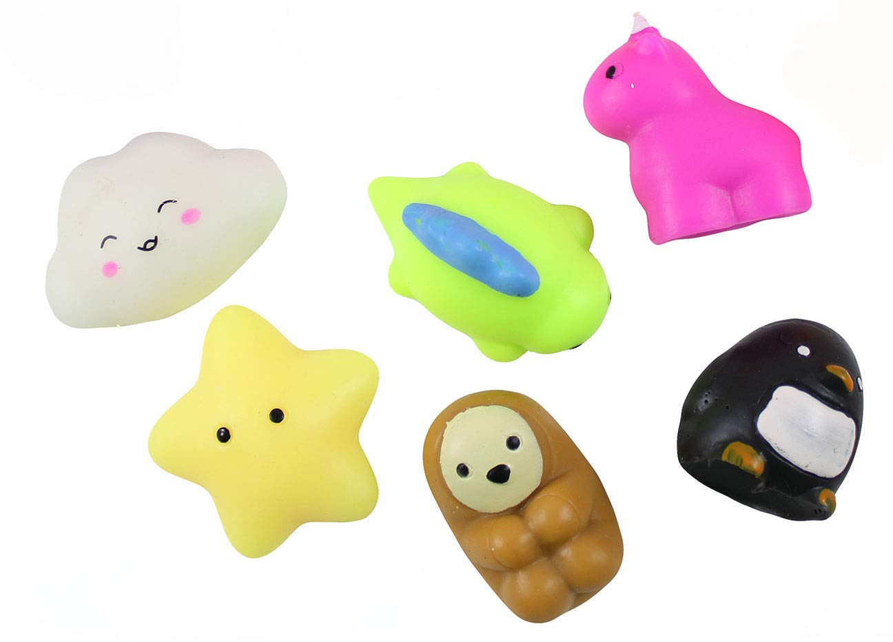 Curious Minds Busy Bags Set Of 6 Jumbo Mochi Squishy Animals - Cute Kawaii - Sensory, Stress, Fidget Party Favor Toy (Random Ani
