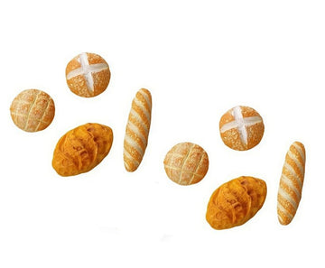 8 Pcs 1/12 Miniature Bread Set, Miniature Bread Dollhouse Decoration Accessories Resin Mix Bakery Bread Mini House Food Decorati