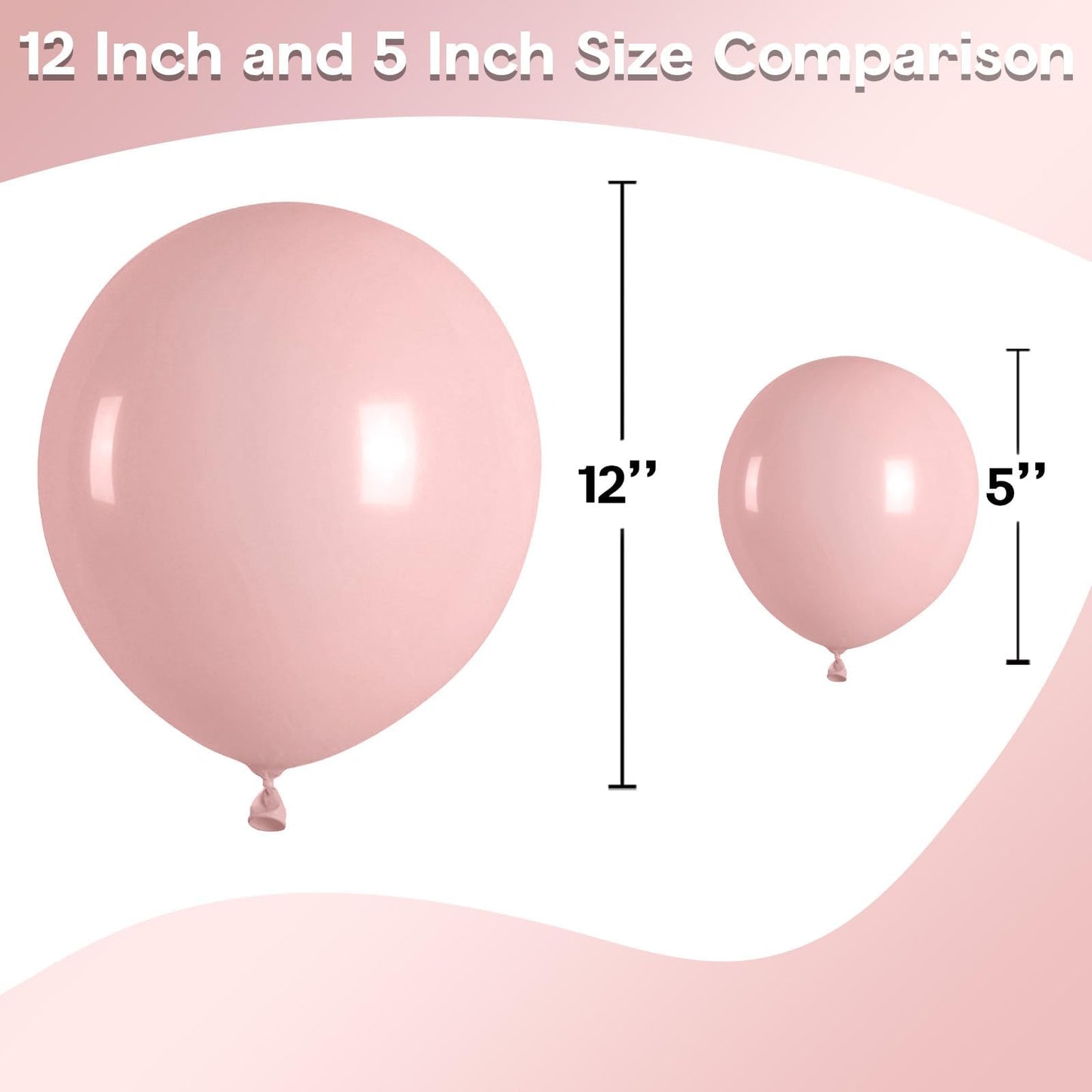 Jobkoo 5 Inch Pink Balloons, 60 Pcs Boho Blush Pink Party Balloon Small Dusty Rose Nude Pink Balloons 5'' Mini Retro Vintage Pin