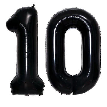 Goer Number 10 Balloons For 10Th Birthday Party Decorations,42 Inch Jumbo Foil Helium Balloons For 10Th Anniversary (Black)