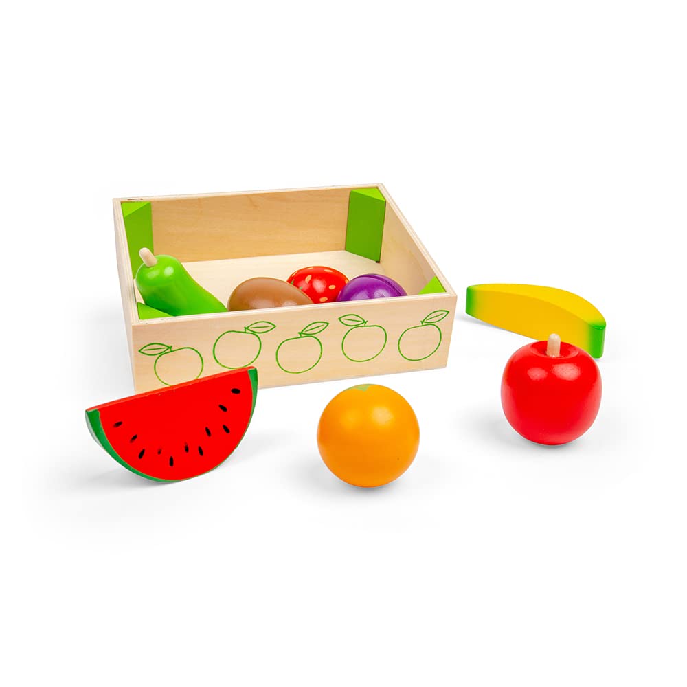 Bigjigs Toys Wooden Fruit Crate - Play Food and Role Play Toys