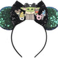 CLGIFT Princess Minnie Ears,Pick your color, Flower Minnie Ears, Floral minnie ears, Purple Sparkle Mouse Ears (BY)