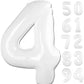 White 4 Balloon, Translucent Number Balloons 40 Inch, 4Th White Party Decorations, Four Large Numbers For Party Decor, Number 4