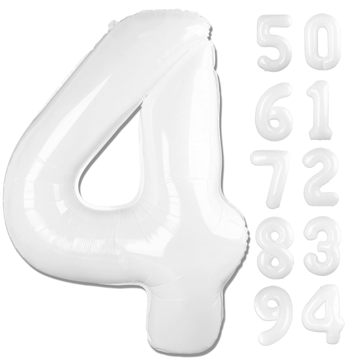 White 4 Balloon, Translucent Number Balloons 40 Inch, 4Th White Party Decorations, Four Large Numbers For Party Decor, Number 4