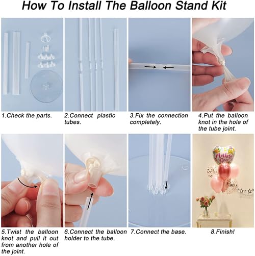 Jiesky 4Pcs 28'' Balloon Stand Kits, Pvc Tabletop Holder For Graduation, Baby Shower, Wedding Decorations