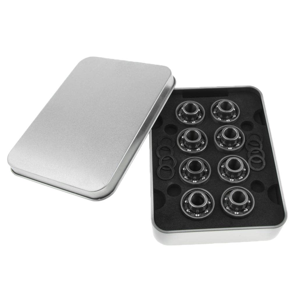 UJEAVETTE 8pcs Steel Precise Bearings with Gaskets for Skateboards Longboards Scooter Skates