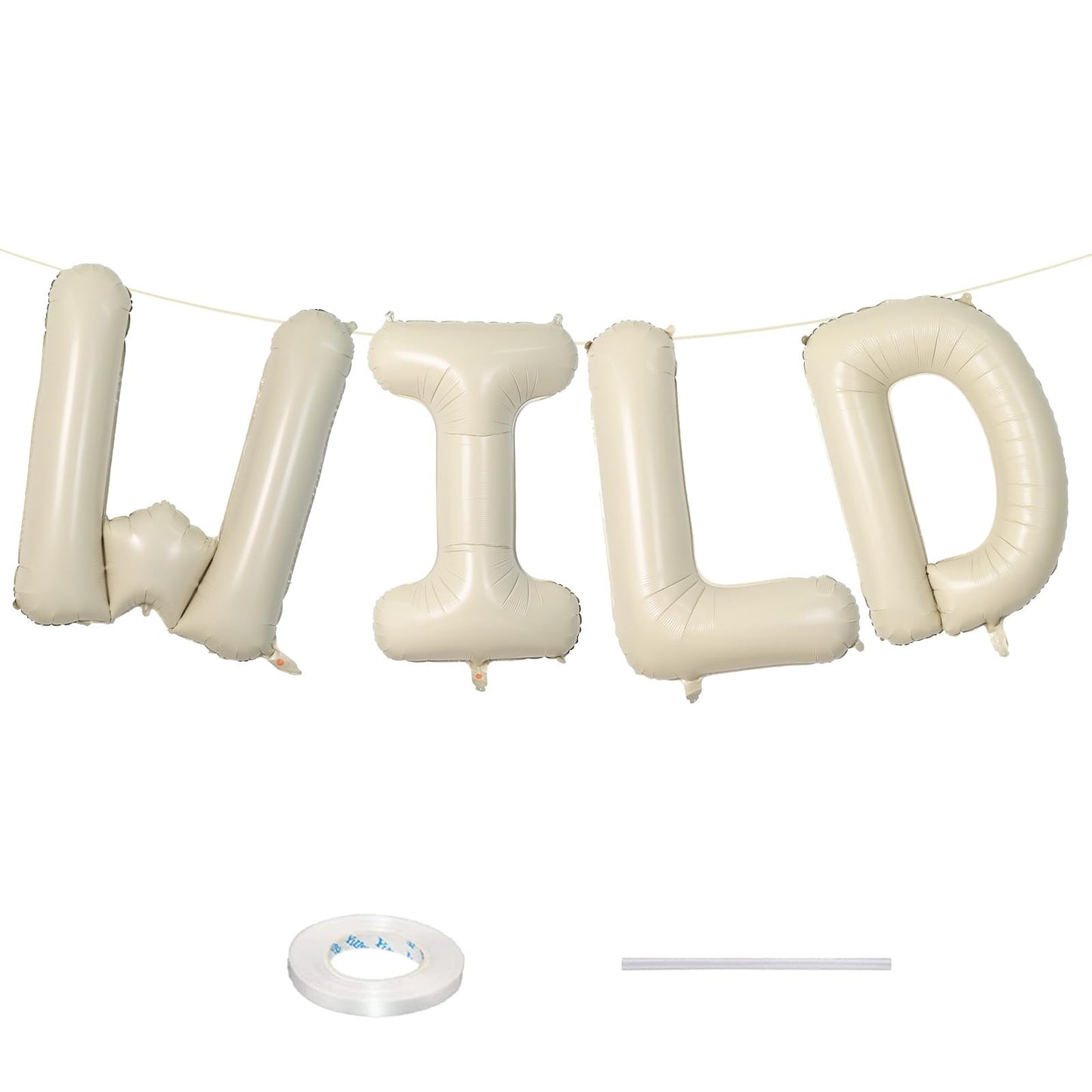40 Inch Cream Wild Balloons, Large Letter Balloons For Wild One Party, Foil Helium Balloons, Beige Mylar Big Beige Alphabet Allo