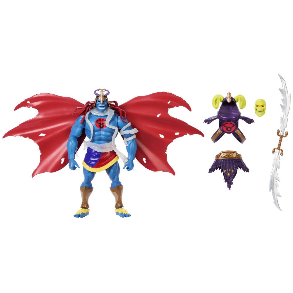 Masters of the Universe Origins X Thundercats Action Figure Skell-Ra  1980s Skeletor & Mumm-Ra  5.5-inch Posable  decorative replica blade  Swap Heads & protective covering & Cape