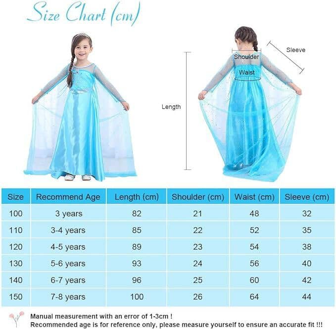 Uraqt Princess Dress Costume For Girls Princess Costume Fancy Dress Up For Halloween Birthday Party Queen Cosplay With Crown Wan