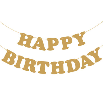 Gold Happy Birthday Banner Sign Happy Birthday Bunting Banner Flag Garland For Kids Boys Baby Birthday Party Decorations Supplies