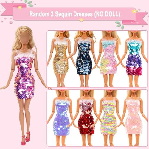 15 Set Doll Clothes For 11.5 Inch Doll Include 1 Fairy Dress 1 Long Dress 2 Sequins Dresses 6 Outfits Tops And Pant/Short/Skirts 6 Fashion Dresses For 11.5 Inch Fashion Dolls
