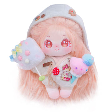 Niannyyhouse 20Cm Plush Doll Long Hair Girl Humanoid Stuffed Body No Attribute 8' Normal Body Dress Up Gifts (A-13-With Skeleton)