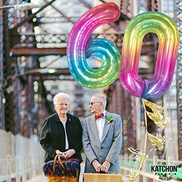 Giant Rainbow Jelly Number 0 Balloons - Large, 40 Inch | Rainbow Birthday Decorations | 0 Digit Tie Dye Balloons Decoration | Happy Birthday Rainbow Zero Balloon For Rainbow Birthday Party Decorations