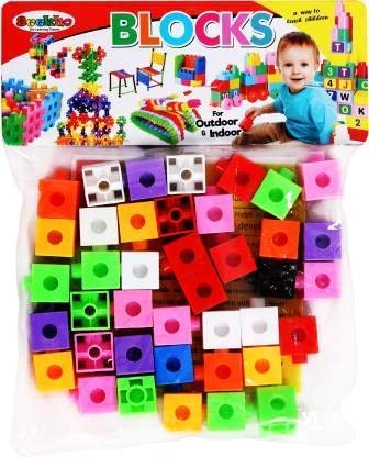 Little Crafts Cubic Blocks, Interlocking, Creative and Learning Educational Toy Set for Kids of + 3 Years  in a Transparent Bag