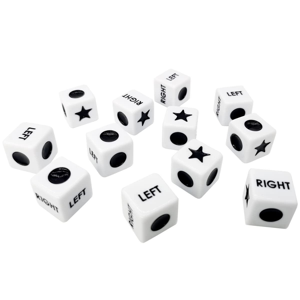 Left Right Center Dice Only 12 Dices Left Right Center Dice Game Prime Dice Only( six Sided ,16mm Standard Size, Easy to Grip)