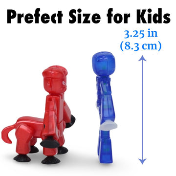 Zing Stikbot Dual Pack - Includes 2 Stikbots - Collectible Action Figures, Stop Motion Animation, Ages 4 And Up (Indigo Clear Blue (Grim) + Red Chrome (Kyron))