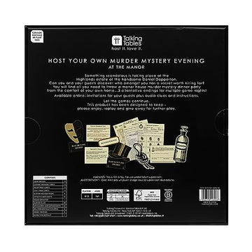Talking Tables Reusable Murder Mystery at The Manor After Dinner Party Game Kit for Adults, Host Your Own Games Night Scottish H
