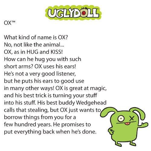 Uglydoll Classic Plush Doll, Ox - 10091, Soft Polyester Material, Adorable Design