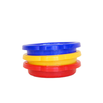 Spielstabil 3 Pack Small Sand Sieves (1 Red, 1 Blue, 1 Yellow Beach Sifter) - Made in Germany