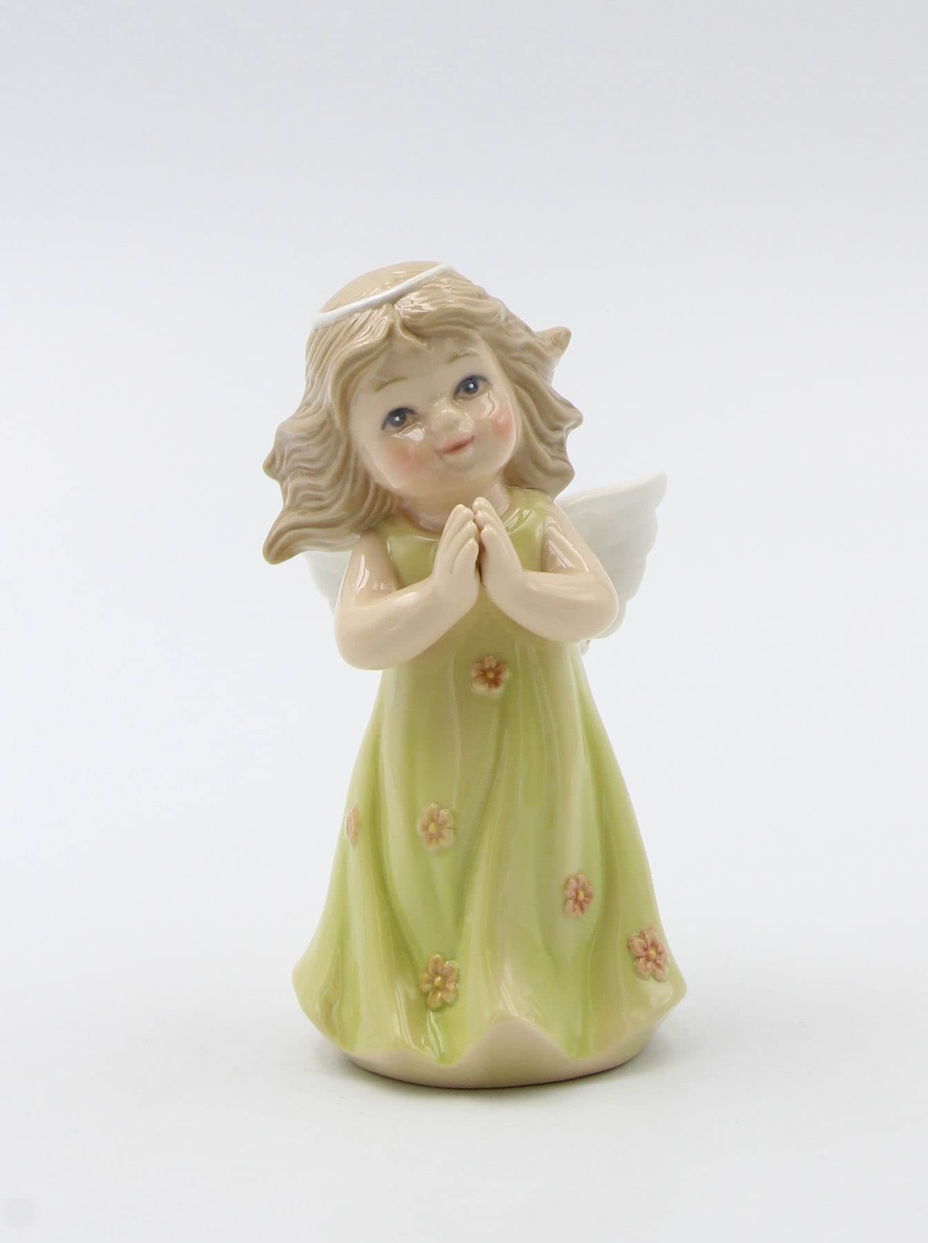 Cosmos Gifts 20943 Angel Girl With Green Dress Porcelain Figurine 3'' H