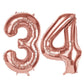 AR Giftzadda 34 Number Rose Gold Foil Balloon (16inch) for Boy Girl Men Women 34th 43rd Birthday Party Decorations, Foil Number 