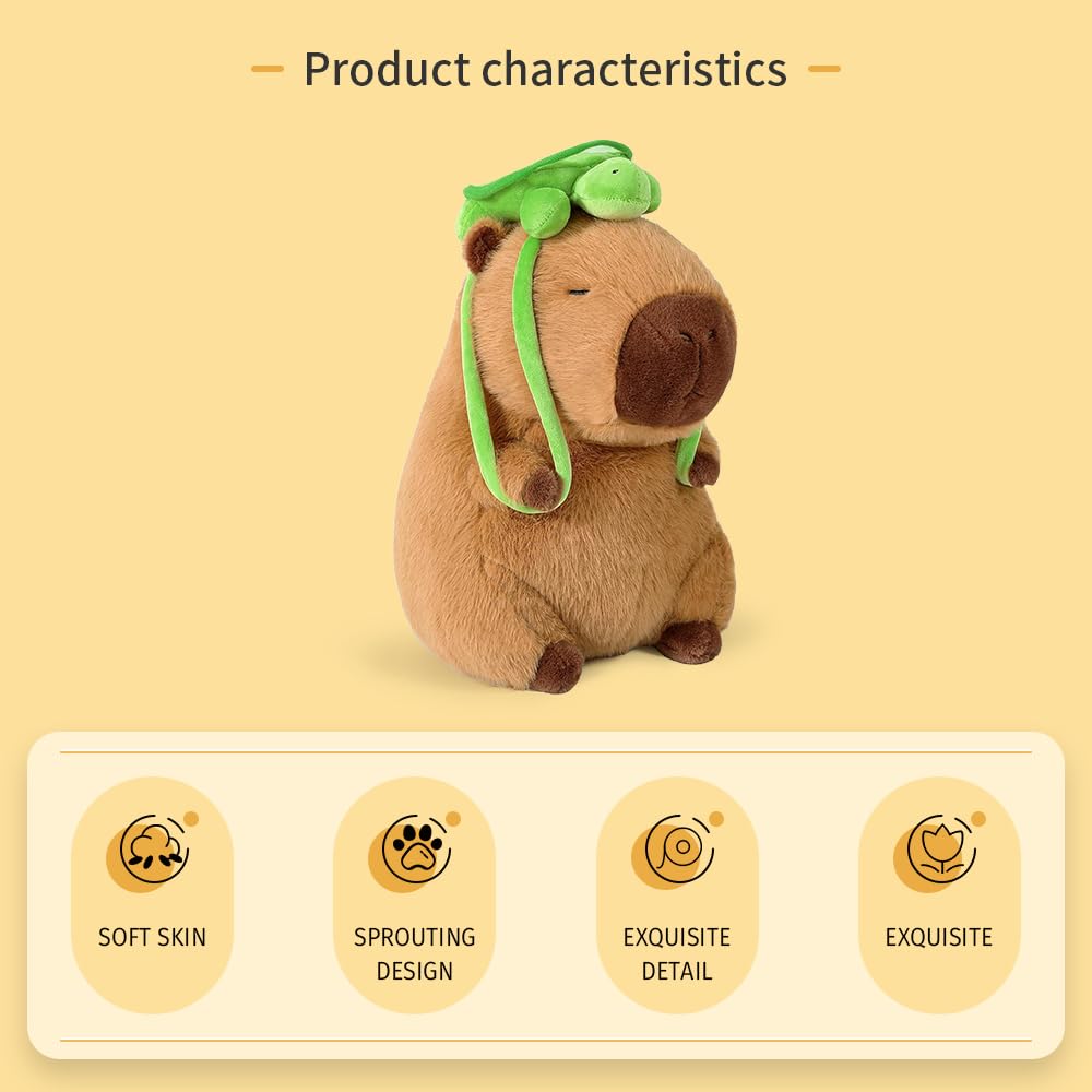 Wanwu World Capybara Plush 9 Inch Capybara Stuffed Animal Cute Stuffed Capybara Toy With Turtle Backpack Soft Plushies Capybara