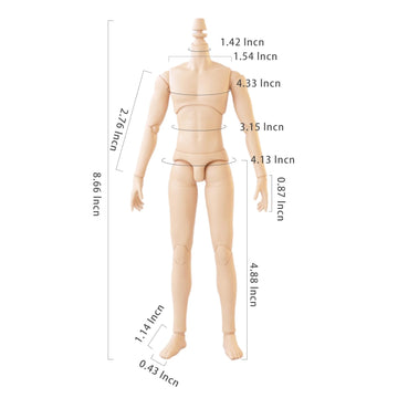 Ymy23 25 Male Doll Body Compatible With Ob22 Ob24 Gsc Bjd Doll Head Diy Drawing Mannequin Action Figure Models(Light Tan-8.66 In