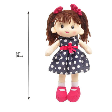 Linzy Toys, 16'' Betty Soft Plush Rag Doll With Polka Dots Dress, Rag Doll For Girls, Sleeping Cuddle Buddy For Toddlers, Muñecas De Trapo Para Niña, First Doll For Kids (92640Azul)