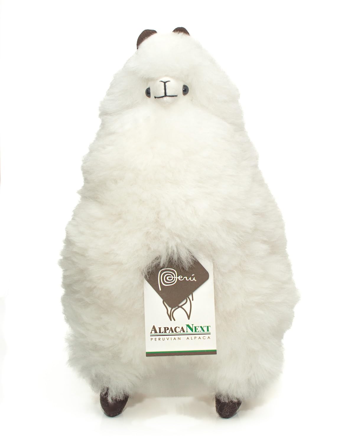 AlpacaNext Llama Stuffed Animal - 12 inch. Cute  Soft and Cuddly Alpaca Plush Toy Handcrafted on Real Alpaka Natural Fur  (12 inches  White)