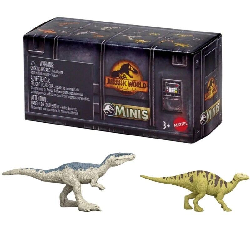 Jurassic World Dominion Minis Surprise Pack Box - Pack of 3 Mini Dinosaur Figures | 1.125 Scale Companion Figures - Mattel Ages
