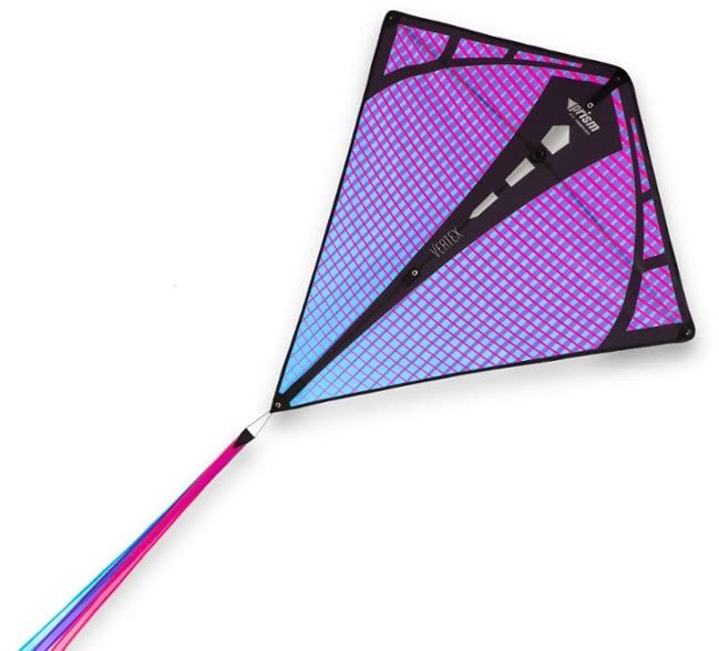 Prism Kite Technology Vertex High Flying Diamond Kite With 10' Long Triple Streamer Tail, Ultraviolet