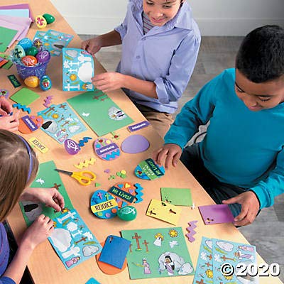 Fun Express He Lives! Jesus Make a Sticker Scenes for Easter (Set of 12) Sunday School and Religious Supplies