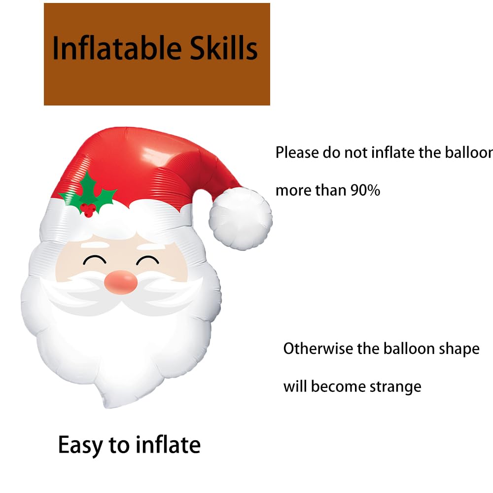 Hadckja Santa Claus Balloons Christmas Balloons Santa Claus Head Foil Balloons For Christmas-Themed Party Birthday Party Supplie