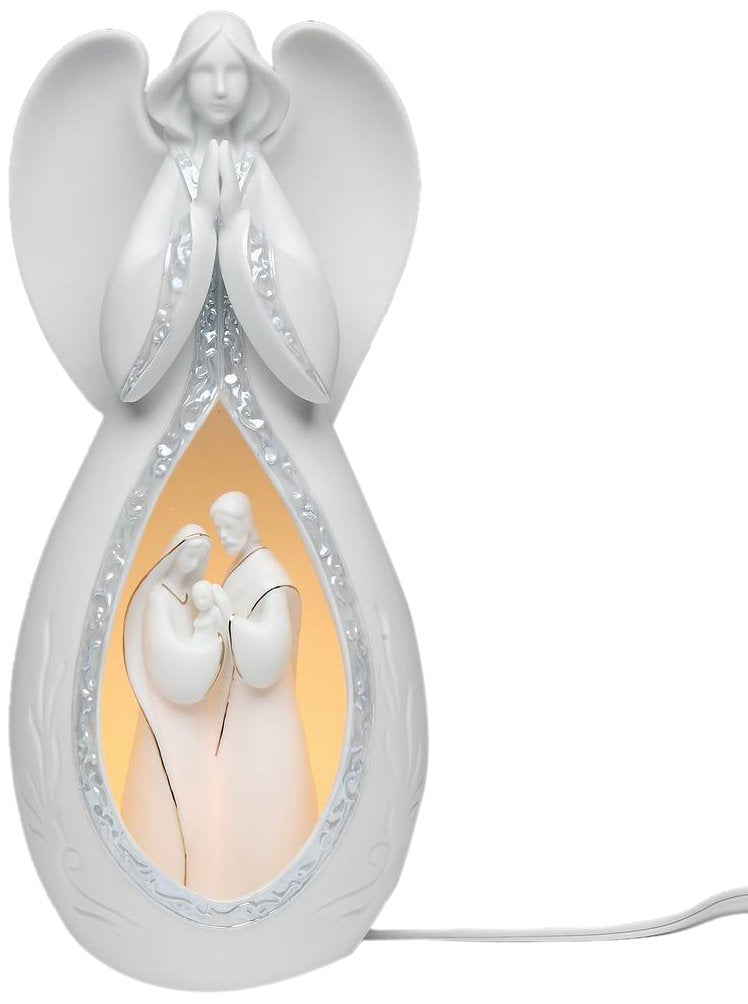 Appletree Design Medium Size Angel With Nativity Scene, Lighted, Includes Cord And Light Bulb, 8-Inch Tall