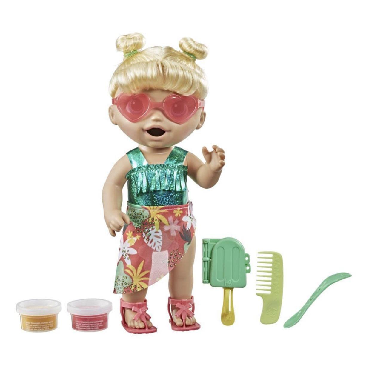 Baby Alive Sunshine Snacks Doll - Summer Waterplay, 13" Blonde Hair, Multicolor, Model F1680, Eats and Poops Toy for Kids Ages 3+