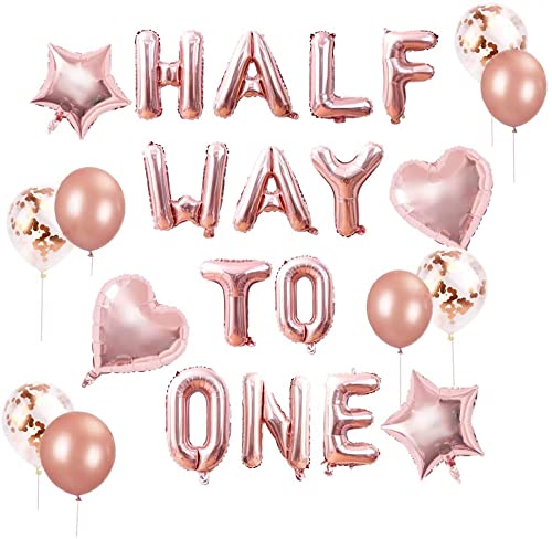 Atpata Funky Half Way To One Foil Balloons For 6 Months Birthday Decorations For Girl Or Boy 1/2 Birthday Decorations