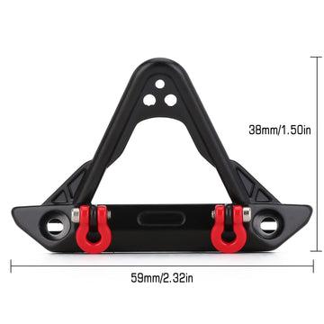 INJORA RC Front Bumper 1/24 Metal Bumper with Lights for SCX24 Gladiator Bronco JLU Deadbolt C10 B17 Axial Upgrade Parts(A)