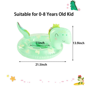 New Baby Swimming Pool Floats For Toddler Kids 0-8 Years Under 44Lb, Inflatable Swim Ring Water Raft With Seat And Handle For Summer Beach Outdoor Children Infant Bath Toys (Green Dinosaur)