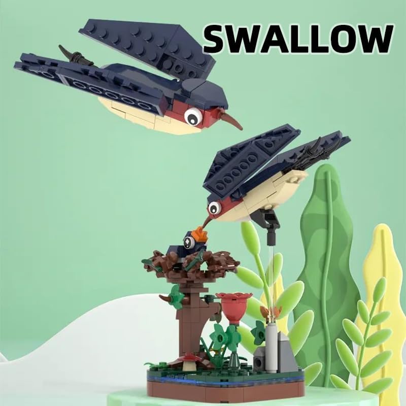 Apostrophe Games Majestic Birds Model Building Block Kit - 876 Pieces - Six Unique Bird Models For Kids And Adults