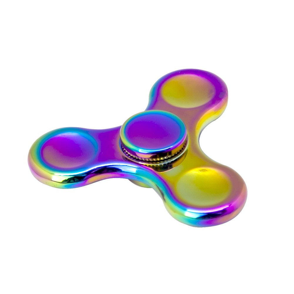 Rainbow Fidget Spinner - Metal Stainless Steel Figit Hand Toy for Kids and mature-themed (Round)