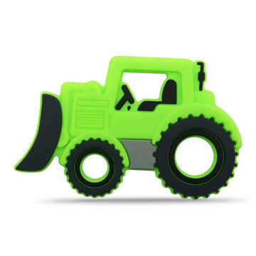 Amazingm Car Series Baby Teething Toys,Food Grade Silicone Chew Teether For 3 Months+ Infant Boy And Girl,Toddler Sensory Chewing Teether,Bpa Free. (Bulldozer, Green)