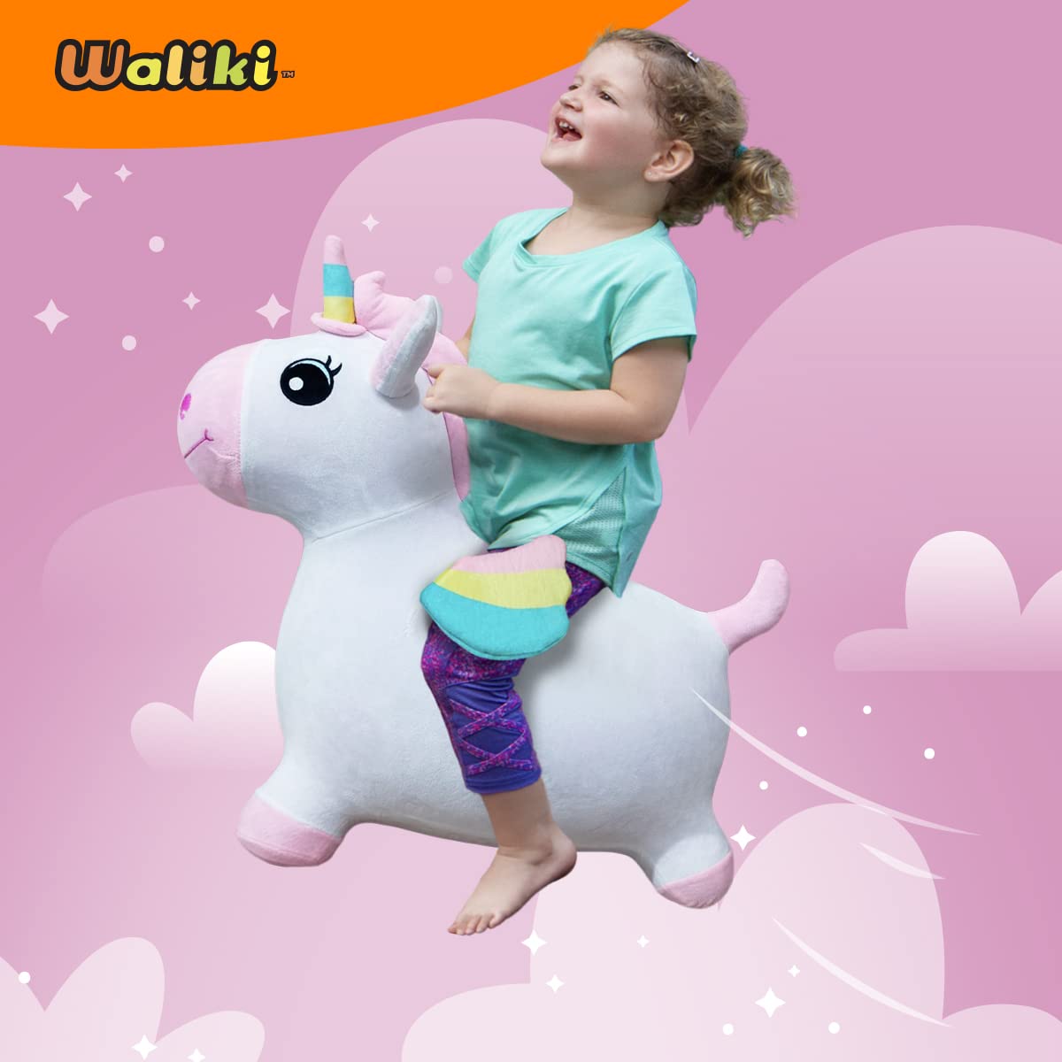 Waliki Bouncy Horse Hopper | Inflatable Hopping Horse For Girls | Jumping Horse (Unicorn) | Birthday Gift For 18 Months 2 3 4 Year Old Kid Toddler
