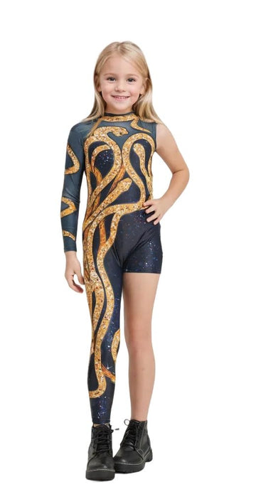 Rwsefk Girls Reputation Gold Snake One-Legged Leotard Concert Costume Halloween Birthday Party Dress Up130
