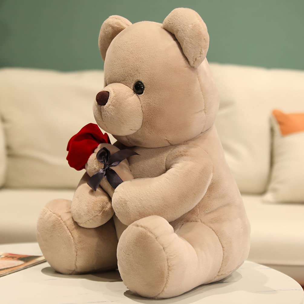 Teddy Bear Plush Stuffed Animal,Cute Teddy Bear With Rose,Sweet Rose Bear Gift For Your Loved,Teddy Bear For Girlfriend Kids Bir